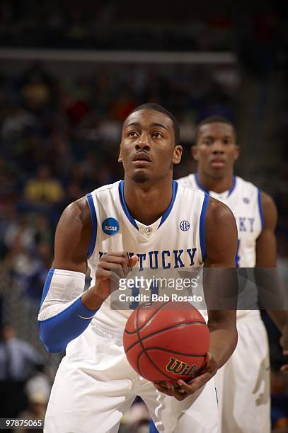 Playoffs: Kentucky John Wall during free throw vs East Tennessee State. New Orleans, LA 3/18/2010 CREDIT: Bob Rosato