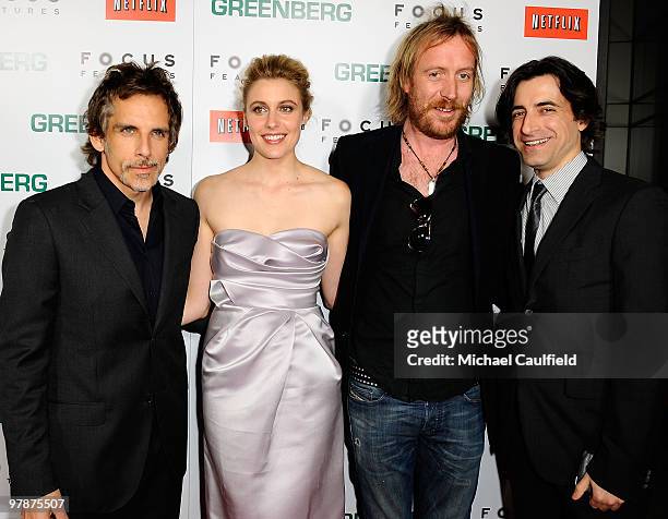Actors Ben Stiller, Greta Gerwig, Rhys Ifans and writer/director Noah Baumbach arrive at the Los Angeles Premiere of "Greenberg" at ArcLight Cinemas...