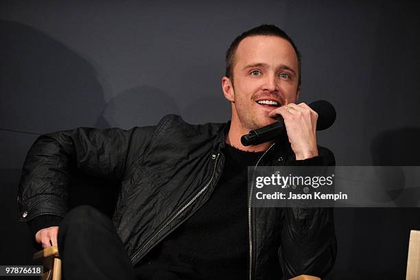 Actor Aaron Paul visits the Apple Store Soho on March 19, 2010 in New York City.