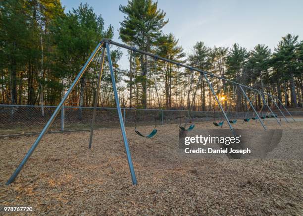 empty swings, new hampshire, new england, usa - new england   usa stock pictures, royalty-free photos & images