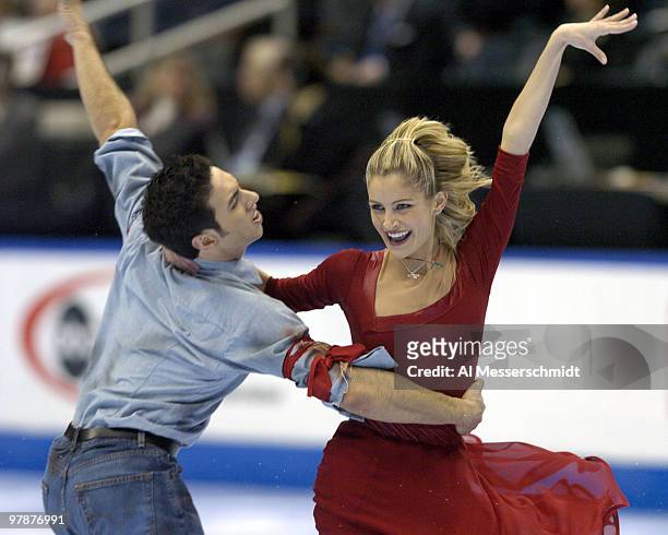 Tanith Belbin and Benjamin Agosto of the Detroit Skating Club win the Championship Dance competition Friday, January 9, 2004 at the 2004 State Farm...
