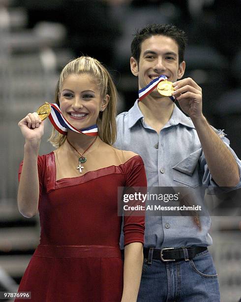 Tanith Belbin and Benjamin Agosto of the Detroit Skating Club win the Championship Dance competition Friday, January 9, 2004 at the 2004 State Farm...