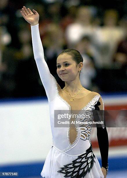 Sasha Cohen finishes second January 10, 2004 in the Women's Championship at the 2004 State Farm U. S. Figure Skating Championships at Philips Arena,...