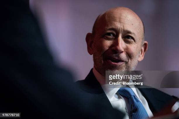Lloyd Blankfein, chairman and chief executive officer of Goldman Sachs Group Inc., speaks during an Economic Club of New York event in New York,...