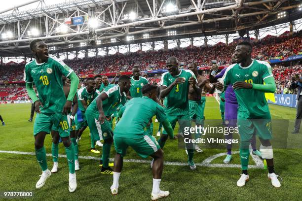 Sadio Mane of Senegal, Ismaila Sarr of Senegal, Cheikhou Kouyate of Senegal, Kalidou Koulibaly of Senegal, MBaye Niang of Senegal during the 2018...