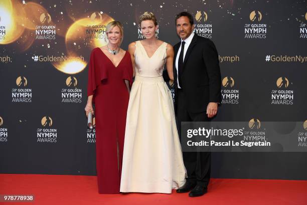 Katherine Kelly Lang, Princess Charlene of Monaco and Thorsten Kaye attend the closing ceremony and Golden Nymph awards of the 58th Monte Carlo TV...