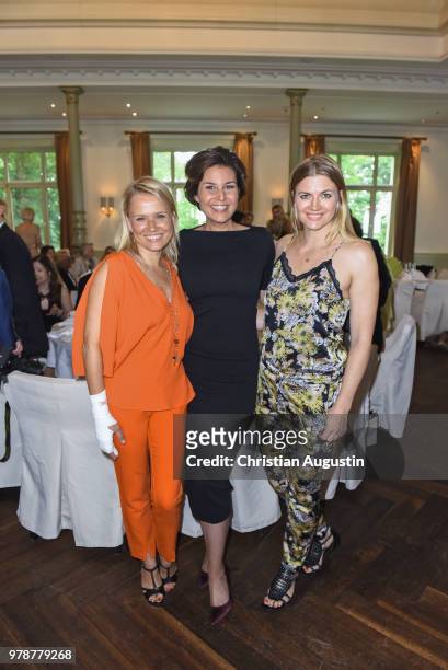 Nova Meyerhenrich, Vanessa Blumhagen and Nina Bott attend the 1st Ladies Lunch in cooperation with Eagles Charity Golf Club at Hotel Suellberg on...