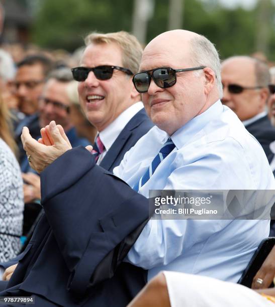 Jim Hackett , Ford President and CEO, and Bill Ford , Ford Motor Company Executive Chairman, wait to speak at a press conference to discuss the...