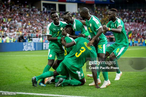 The Senegal team celebrates the goal of M'Baye Niang . He extends Senegal's lead during the match between Poland and Senegal, valid for the first...