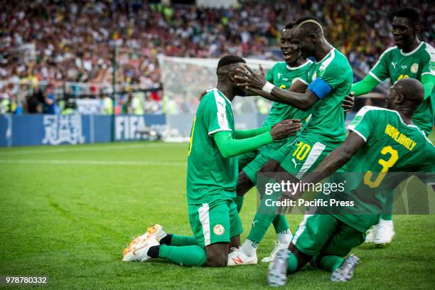 The Senegal team celebrates the goal of M'Baye Niang . He extends Senegal's lead during the match between Poland and Senegal, valid for the first...