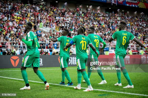 The Senegal team celebrates the goal of M'Baye Niang . He extends Senegal's lead during the match between Poland and Senegal, valid for the first...
