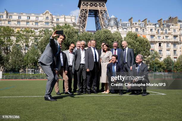 Tony Estanguet , Paris Mayor Anne Hidalgo, Honorary President of the Organizing Committee for the 2024 Olympic and Paralympic Summer Games, Bernard...