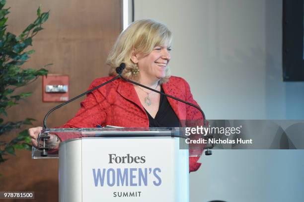Lisa Woll speaks onstage during the Impact Award Presentation at the 2018 Forbes Women's Summit at Pier Sixty at Chelsea Piers on June 19, 2018 in...