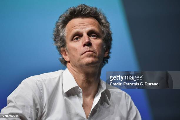 Publicis Groupe Arthur Sadoun speaks during the 'Marcel. One Year Later: AI, Creativity and the Future of Our Industry' session at the Cannes Lions...