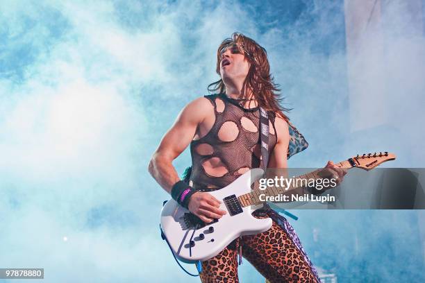 Satchel of Steel Panther performs on stage at Brixton Academy on March 19, 2010 in London, England.