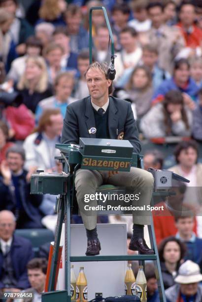 Chair Umpire Gerry Armstrong during the Wimbledon Lawn Tennis Championships at the All England Lawn Tennis and Croquet Club circa June, 1988 in...