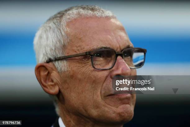 Hector Cuper, Head coach of Egypt looks on prior to the 2018 FIFA World Cup Russia group A match between Russia and Egypt at Saint Petersburg Stadium...