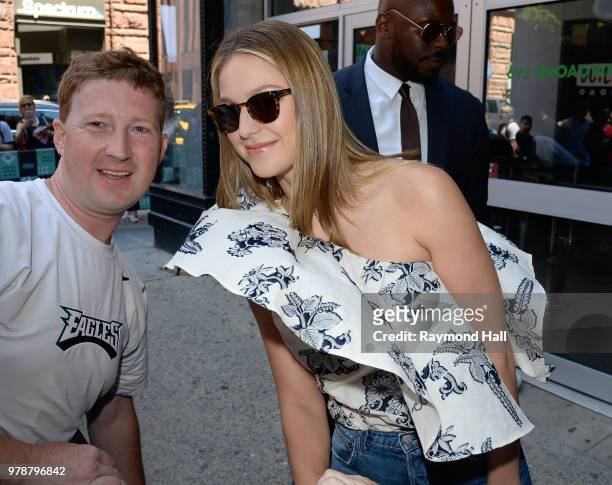 Actress Melissa Benoist is seen in soho on June 19, 2018 in New York City.
