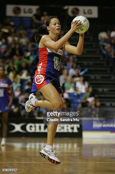 Larrissa Willcox of the Mystics looks to pass the ball during the round one ANZ Championships match between the Northern Mystics and the Adelaide...