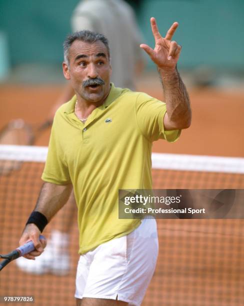 Mansour Bahrami of Iran during a Senior Gentleman's match in the French Open Tennis Championships at the Stade Roland Garros circa May 2001 in Paris,...