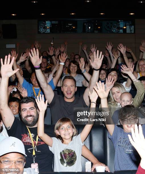 Actor Chris Pratt attends a private screening of Jurassic World: Fallen Kingdom for young fans from Ronald McDonald House New York at the Bryant Park...