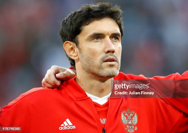 Yury Zhirkov of Russia during the 2018 FIFA World Cup Russia group A match between Russia and Egypt at Saint Petersburg Stadium on June 19, 2018 in...