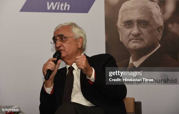 Congress leader Salman Khurshid during a panel discussion with Sanjay Jha and former BJP Advisor Sudheendra Kulkarni on "India Past, Present &...