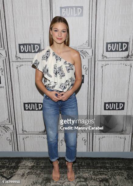 Melissa Benoist attends Build Series to discuss her Broadway debut in the musical "Beautiful" at Build Studio on June 19, 2018 in New York City.
