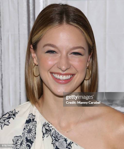Melissa Benoist attends Build Series to discuss her Broadway debut in the musical "Beautiful" at Build Studio on June 19, 2018 in New York City.