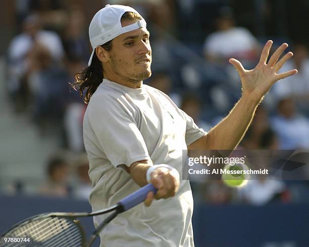 Tommy Haas loses to Lleyton Hewitt in the quarter finals of the men's singles September 9, 2004 at the 2004 US Open in New York.