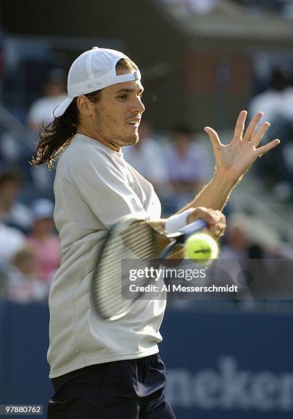 Tommy Haas loses to Lleyton Hewitt in the quarter finals of the men's singles September 9, 2004 at the 2004 US Open in New York.