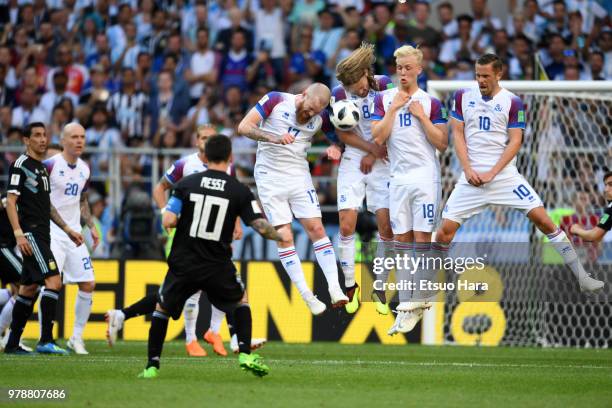 Lionel Messi of Argentina in action during the 2018 FIFA World Cup Russia group D match between Argentina and Iceland at Spartak Stadium on June 16,...