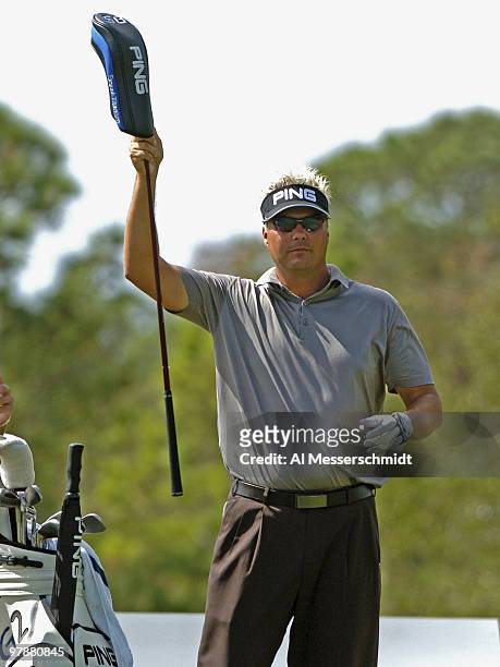 Daniel Chopra grabs a driver on the ninth hole during third-round competition at the Funai Classic, October 23, 2004.