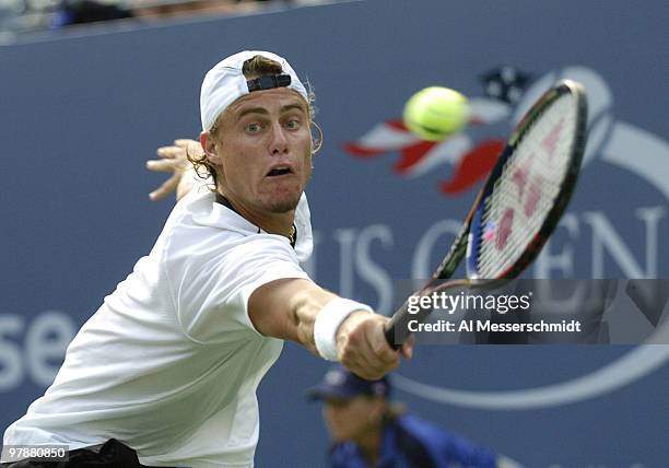 Lleyton Hewitt defeats Tommy Haas in the quarter finals of the men's singles September 9, 2004 at the 2004 US Open in New York.