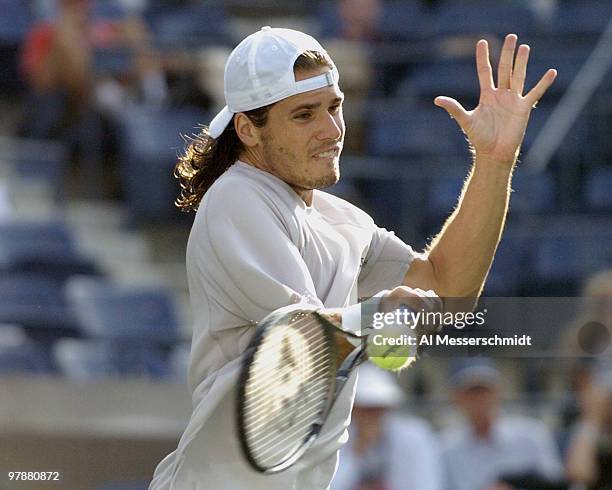 Tommy Haas loses to Lleyton Hewitt in the quarter finals of the men's singles September 9, 2004 at the 2004 US Open in New York.