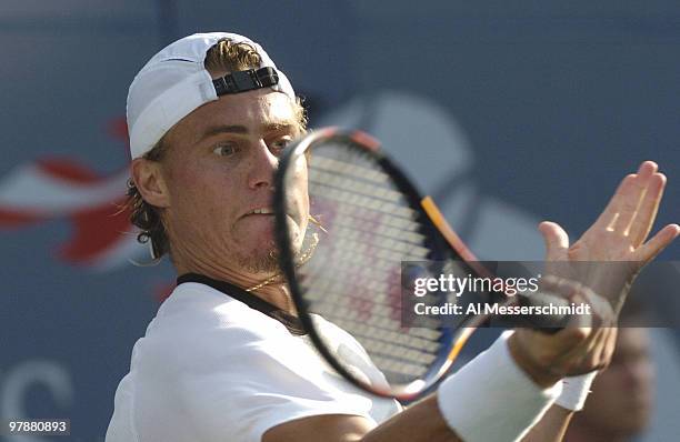 Lleyton Hewitt defeats Tommy Haas in the quarter finals of the men's singles September 9, 2004 at the 2004 US Open in New York.