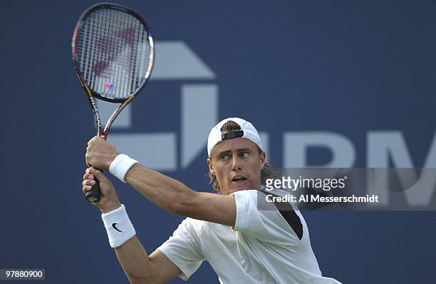 Lleyton Hewitt defeats Tommy Haas in the quarter finals of the men's singles September 9, 2004 at the 2004 US Open in New York.