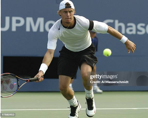 Lleyton Hewitt defeats Tommy Haas in the quarter finals of the men's singles September 9, 2004 at the 2004 US Open in New York.