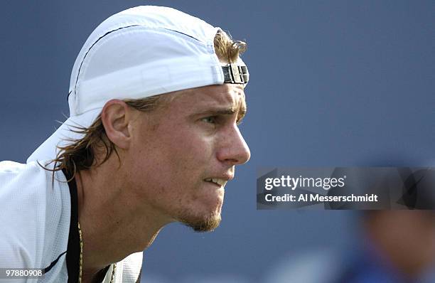 Lleyton Hewitt defeats Tommy Haas in the quarter finals of the men's singles September 9, 2004 at the 2004 US Open in New York.