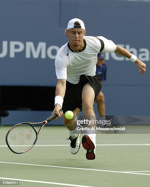 Lleyton Hewitt defeats Tommy Haas in the quarter finals of the men's singles September 9, 2004 at the 2004 US Open in New York.