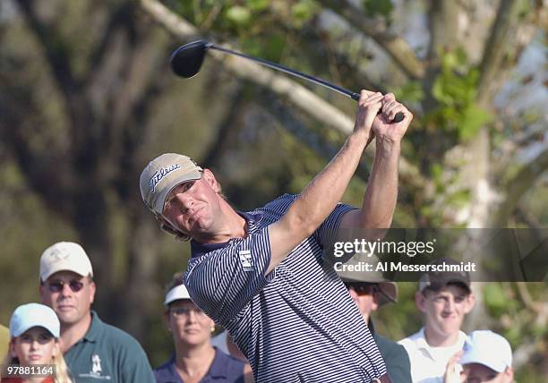 Lucas Glover plays the Magnolia course at Walt Disney World Resort during final-round competition at the Funai Classic, October 24, 2004.