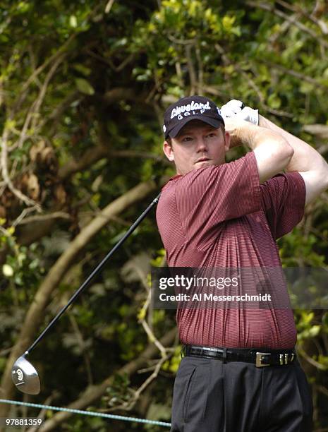 Shaun Micheel plays the Magnolia course at Walt Disney World Resort during final-round competition at the Funai Classic, October 24, 2004.