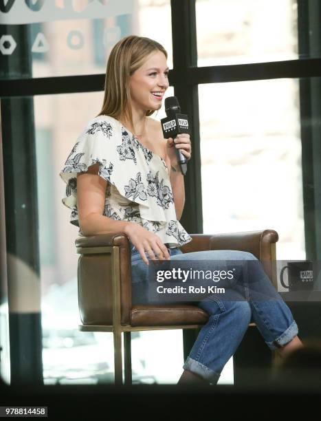 Melissa Benoist visits the Build Series at Build Studio on June 19, 2018 in New York City.