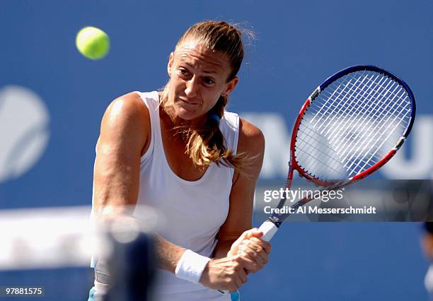 Mary Pierce defeats Amelie Mauresmo 6-4 6-1 in the 2005 U. S. Open quarterfinals in women's singles September 7, 2005 in Flushing, New York.