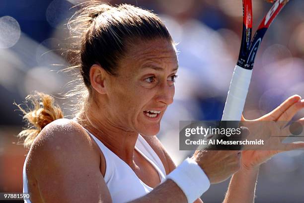Mary Pierce defeats Amelie Mauresmo 6-4 6-1 in the 2005 U. S. Open quarterfinals in women's singles September 7, 2005 in Flushing, New York.