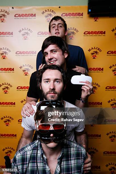 Jo D'Agostinon, Matt Miller, Brian Hamilton and Matt Whipple of Cymbals Eat Guitars at The Carrera Escape at Cedar Door during SXSW on March 19, 2010...