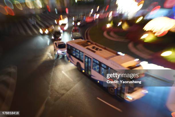 blurred city night traffic background - thruway stockfoto's en -beelden