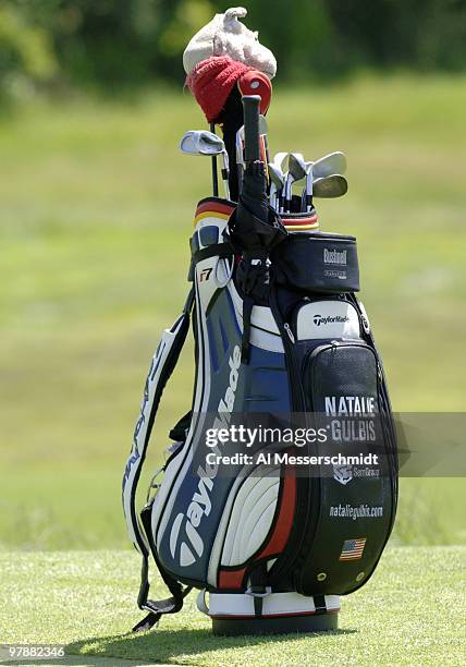 Natalie Gulbis golf bag near the ninth green during a practice round at Newport Country Club, site of the 2006 U. S. Women's Open in Newport, Rhode...