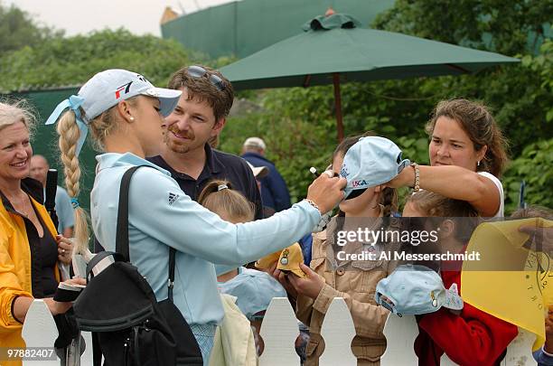 Natalie Gulbis signs autographs at the driving range at Newport Country Club, site of the 2006 U. S. Women's Open in Newport, Rhode Island, June 29....