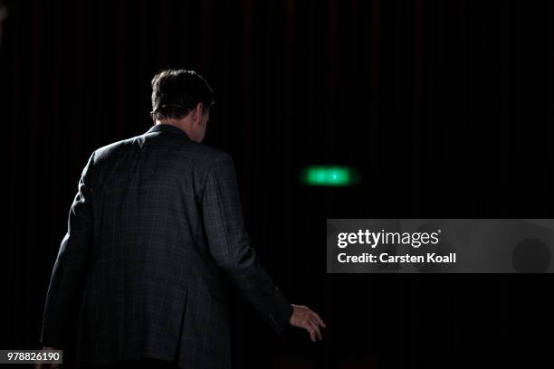 Former FBI Director James Comey arrives for a panel discussion about his book "A Higher Loyalty" on June 19, 2018 in Berlin, Germany. Comey is in...